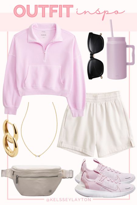Outfit idea, Abercrombie, athleisure style, activewear, pink Nikes, Lululemon belt bag 

#LTKfindsunder50 #LTKsalealert #LTKSpringSale