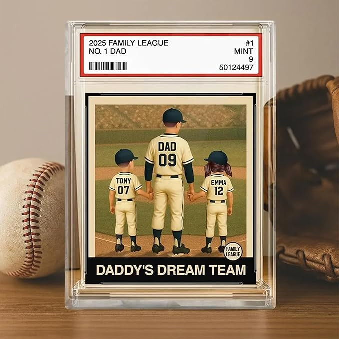 Chillever Baseball No. 1 Dad Grandpa Man & Kids Trading Card Style Personalized Acrylic Block Pla... | Amazon (US)