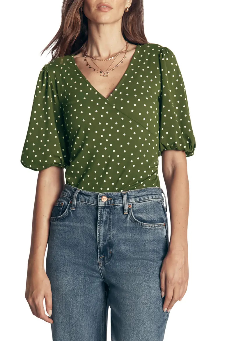 Boden Ruched Short Sleeve Wrap Top (Women) | Nordstrom | Nordstrom