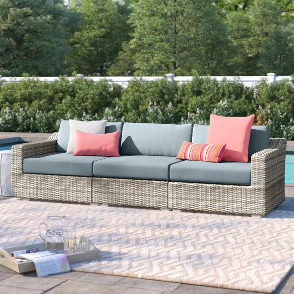 Volney 98'' Wide Outdoor Patio Sofa with Cushions | Wayfair North America