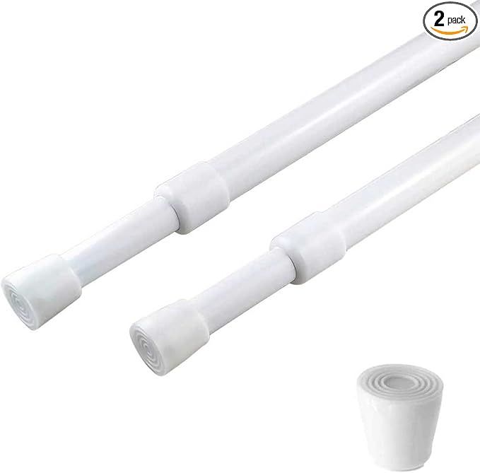 2 Pack Spring Tension Curtain Rod Adjustable 28-43 Inches，5/8" Diameter， White，Small Short ... | Amazon (US)