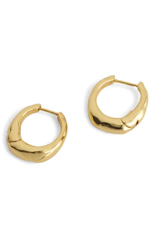 Madewell Hammered Puffy Small Huggie Hoop Earrings in Antique Gold at Nordstrom | Nordstrom