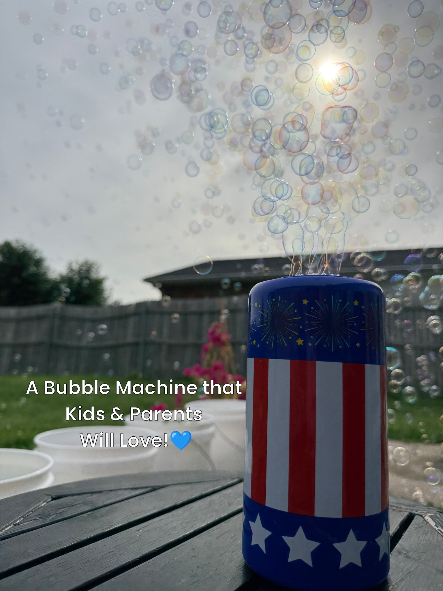 Good bubble machines are hard to come by, but Move 2 Play makes it much easier🙌🏽 With their USA Bubble Fireworks, you can create some memorable fun in your own backyard that both parents and kids can enjoy💙 Beware: the bubbles are powerful so it makes a bubble party in no time🙌🏽 have fun and make sure you take it out this 4th of July, you’ll be missing out if not🙌🏽💙❤️ #ad #move2play #4thojuly #simplymadisynn #bubblemachine 

#LTKFamily #LTKFindsUnder50 #LTKKids