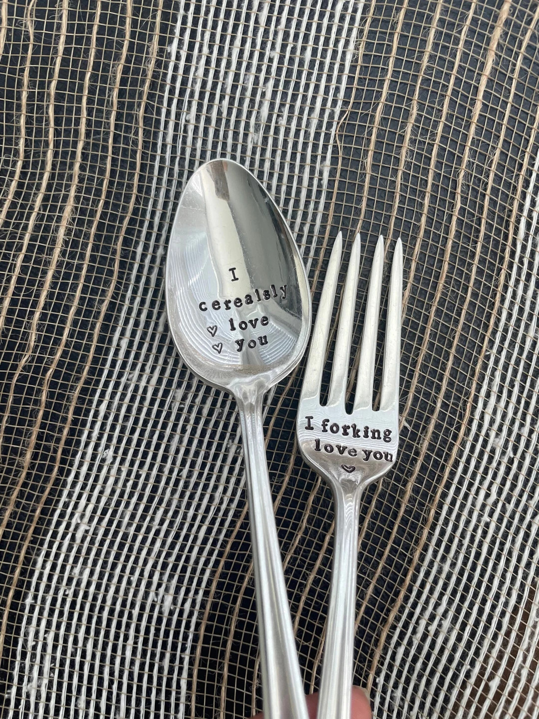 I Cerealsly Love You, I Forking Love You, Set of 2, Stamped Vintage Silver Plated Spoon, I Love Y... | Etsy (US)