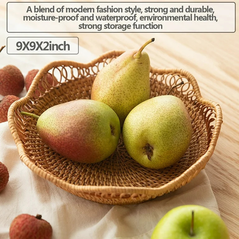 Clearance!Rattan Round Fruit Baskets, Wicker Storage Bowls, Natural Woven Serving Basket Bowls, D... | Walmart (US)