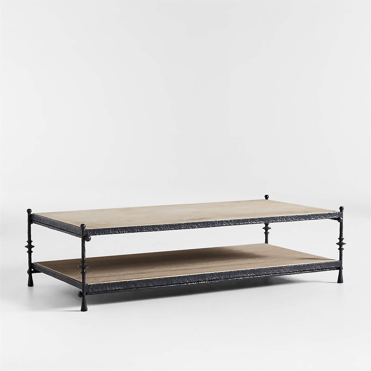 Estate Travertine and Metal 64" Rectangular Coffee Table with Shelf by Jake Arnold + Reviews | Cr... | Crate & Barrel