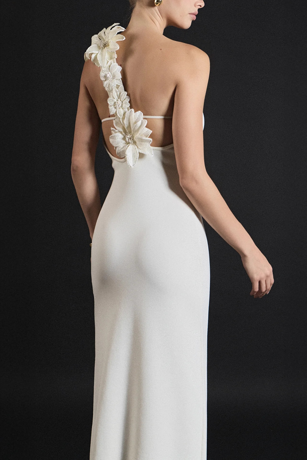 Flower Detail One Shoulder Knit Maxi Dress | Endless Rose