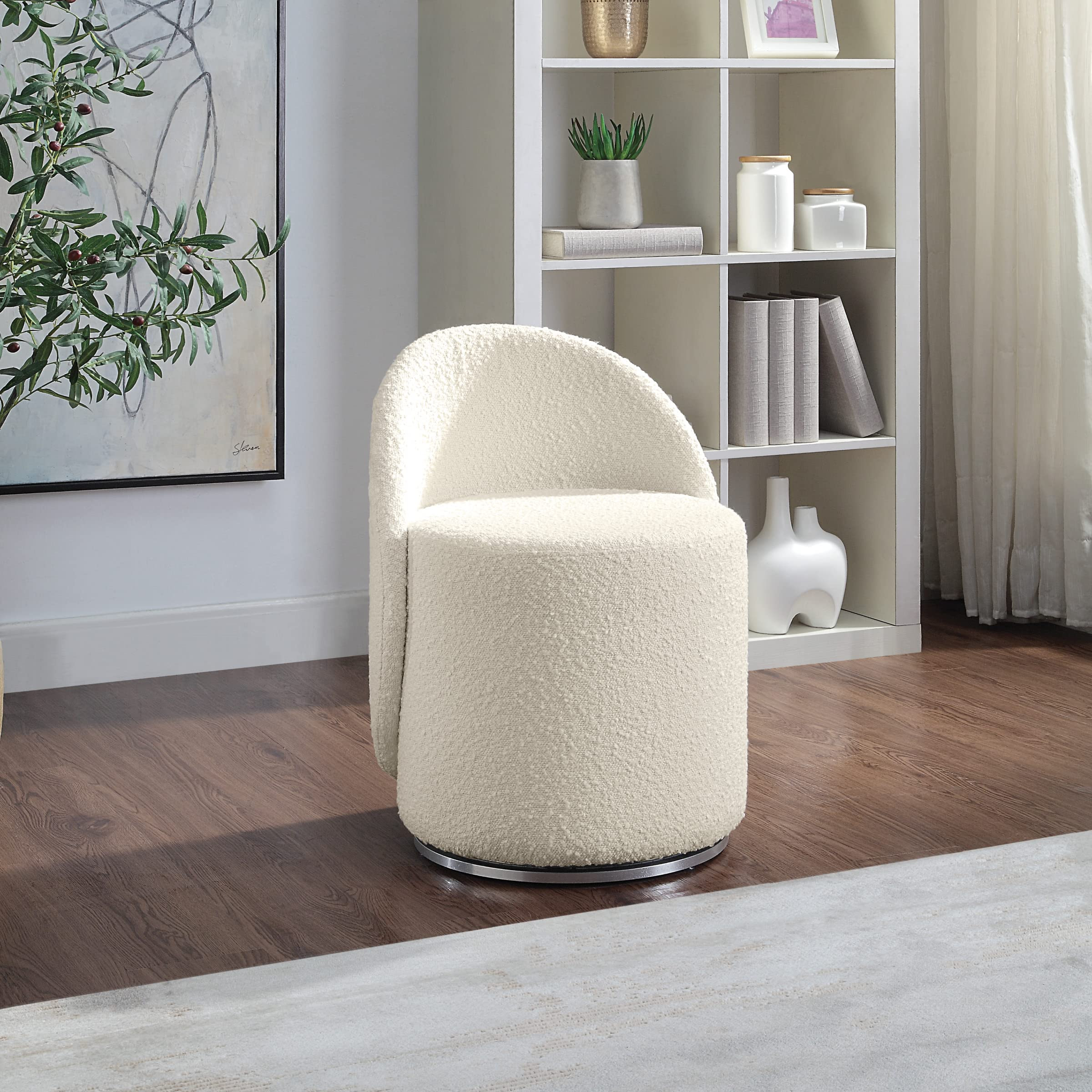 OSP Home Furnishings Lystra - Silla giratoria de tocador con tela texturizada Boucle, color crema | Amazon (US)