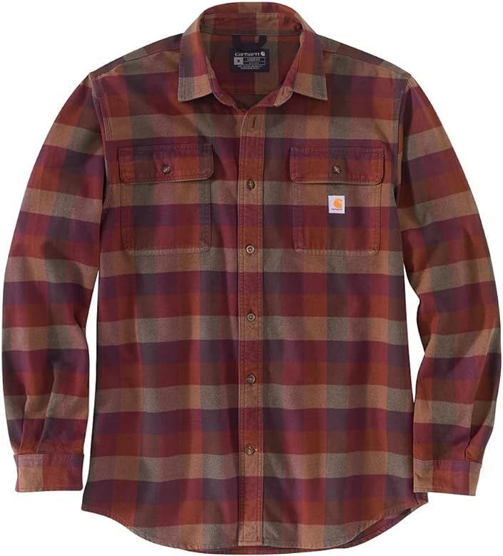 Carhartt Men's Loose Fit Heavyweight Flannel Long Sleeve Plaid Shirt | Amazon (US)