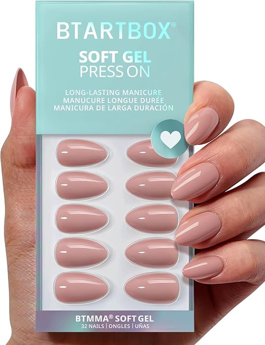 BTArtbox Press On Nails Almond - Flesh Pink Nude Short Fall Press On Nails with Glue for Women, O... | Amazon (US)