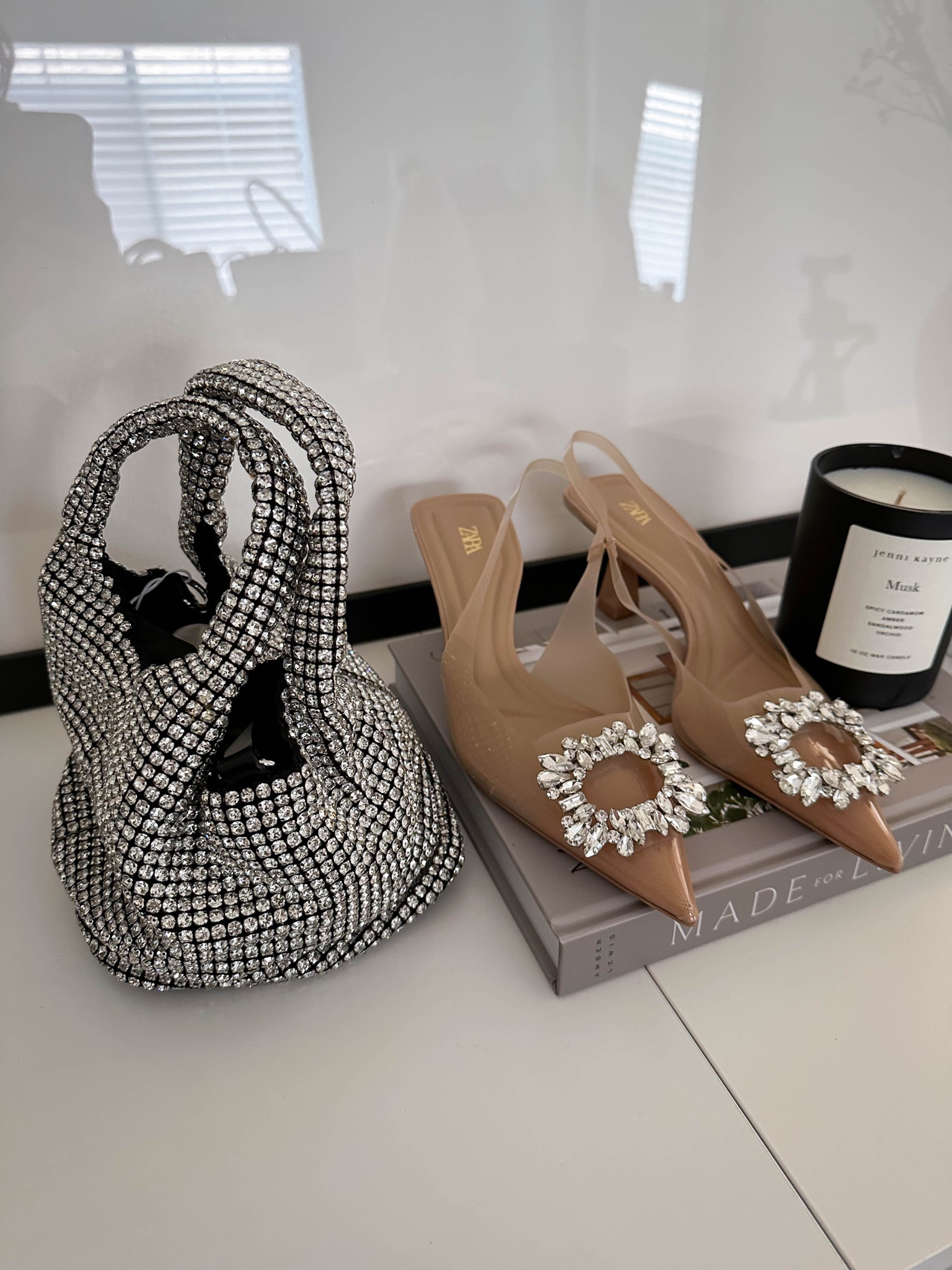 Sparkly bag. Holiday bags. Shoes are zara  