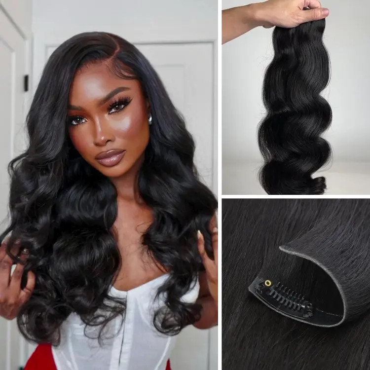Body Wave Invisible Clip in Hair Extensions 100% Human Hair | Luvmehair
