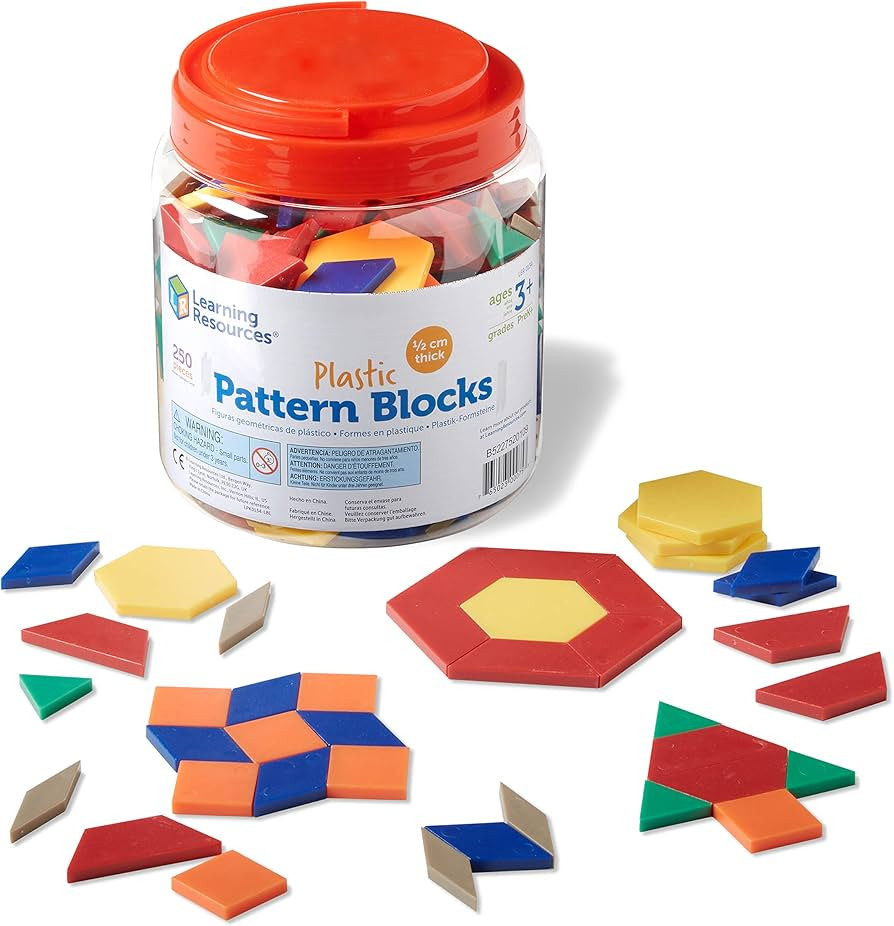 Learning Resources Plastic Pattern Blocks - Set of 250, Ages 3+, Shape Games for Preschoolers, Ho... | Amazon (US)