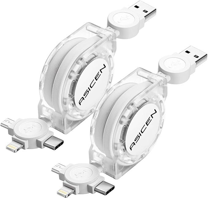 Multi Fast Charging Cable 2Pack Retractable Charger Cable 3.3ft 3-in-1 USB Charge Cord with Light... | Amazon (US)