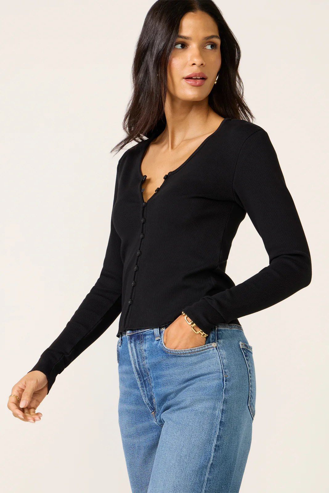 Ribbed Button Up Top | Evereve