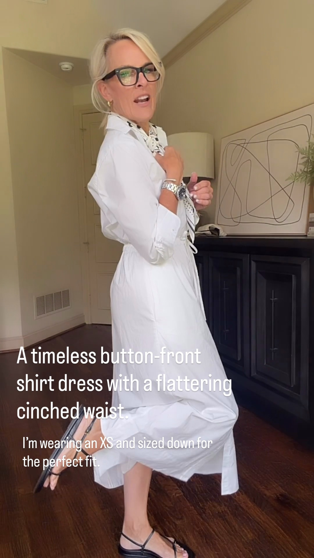 This white shirt dress is effortlessly chic and so versatile! 

The cinched waist creates a flattering silhouette, and it’s one of those timeless pieces you can dress up or down with a scarf, sandals, sneakers, or boots. 

I’m wearing an XS and sized down for the perfect fit.

💡 LTK MADE EASY
❤️ Heart = Support my posts!
🔖 Save = Get sale & restock alerts
📋 Lists = Keep favorites organized
📲 Share = Send lists and products to a friend. Hello, Christmas List!
💬 Comment = Ask me anything about what I’m wearing. :-)

#LTKootd #LTKSeasonal #LTKOver40