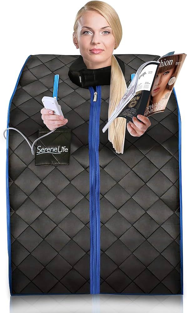 SereneLife AZSLISAU10BK Infrared Home Spa One Person Sauna with Heating Foot Pad and Portable Cha... | Amazon (US)