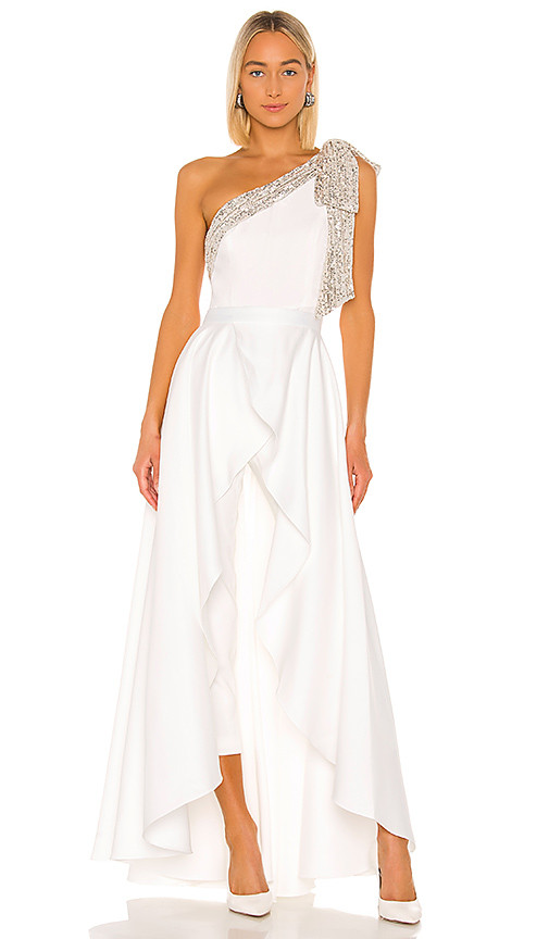 Jay Godfrey Gavin Jumpsuit With Satin Overskirt in White. - size 0 (also in 2,4,6,8,10) | Revolve Clothing (Global)