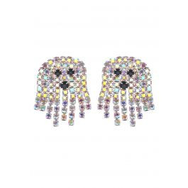 Colorful Rhinestone Ghost Earrings in Silver | Chicwish