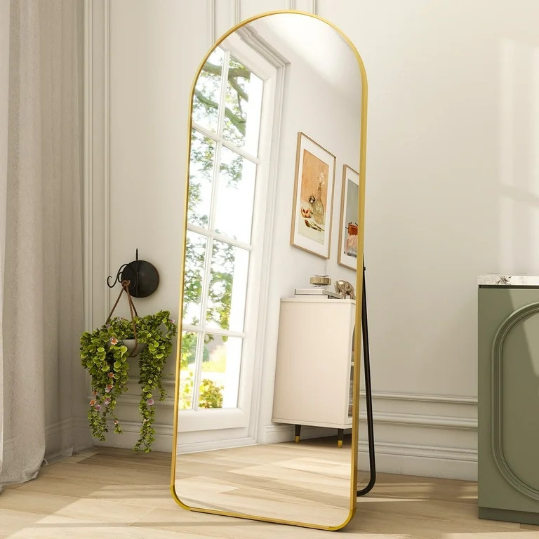 BEAUTYPEAK 64"x21" Full Length Standing Arch-Top Floor Mirror with Safe Corners, Gold - Walmart.c... | Walmart (US)