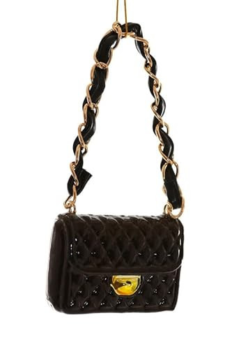 The Bridge Collection Women's Black & Gold Handbag Ornament - Elegant Glass Fashion Purse Christmas Ornament | Amazon (US)