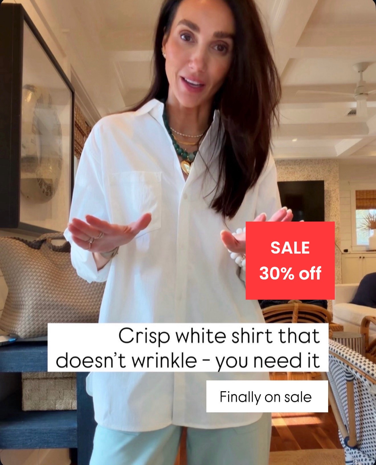 Crisp white shirt that doesn’t wrinkle - I’m in xs. 

white button down outfit, coastal chic style, effortless summer look, casual vacation outfit, resort wear inspiration, linen pants, oversized shirt, summer neutrals, casual chic, vacation style, elevated basics, travel outfit, coastal grandma, warm weather style

#LTKootd #LTKOver40 #LTKSaleAlert