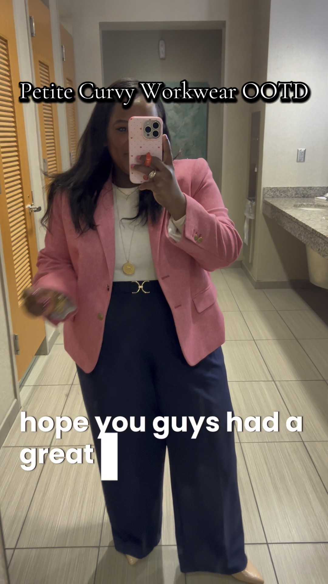 Monday petite curvy workwear OOTD! 🌸🌼🌷
—-
Business casual
Spring outfit 
Tweed blazer 
Pink blazer
Navy jersey pants
H&M
Plus size
Size 16

#LTKPlusSize #LTKWorkwear #LTKWatchNow