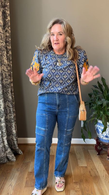 Jeans size 13 (sorry I Kept saying 31)
Blouse size large
Hailos 10% off code NANETTE10 

Seriously. Get the jeans. So comfy. Nice stretch. And so modern and slimming 

Blouse looks so much more expensive. 

Denim summer outfit 

#LTKMidsize #LTKOver40 #LTKFindsUnder100