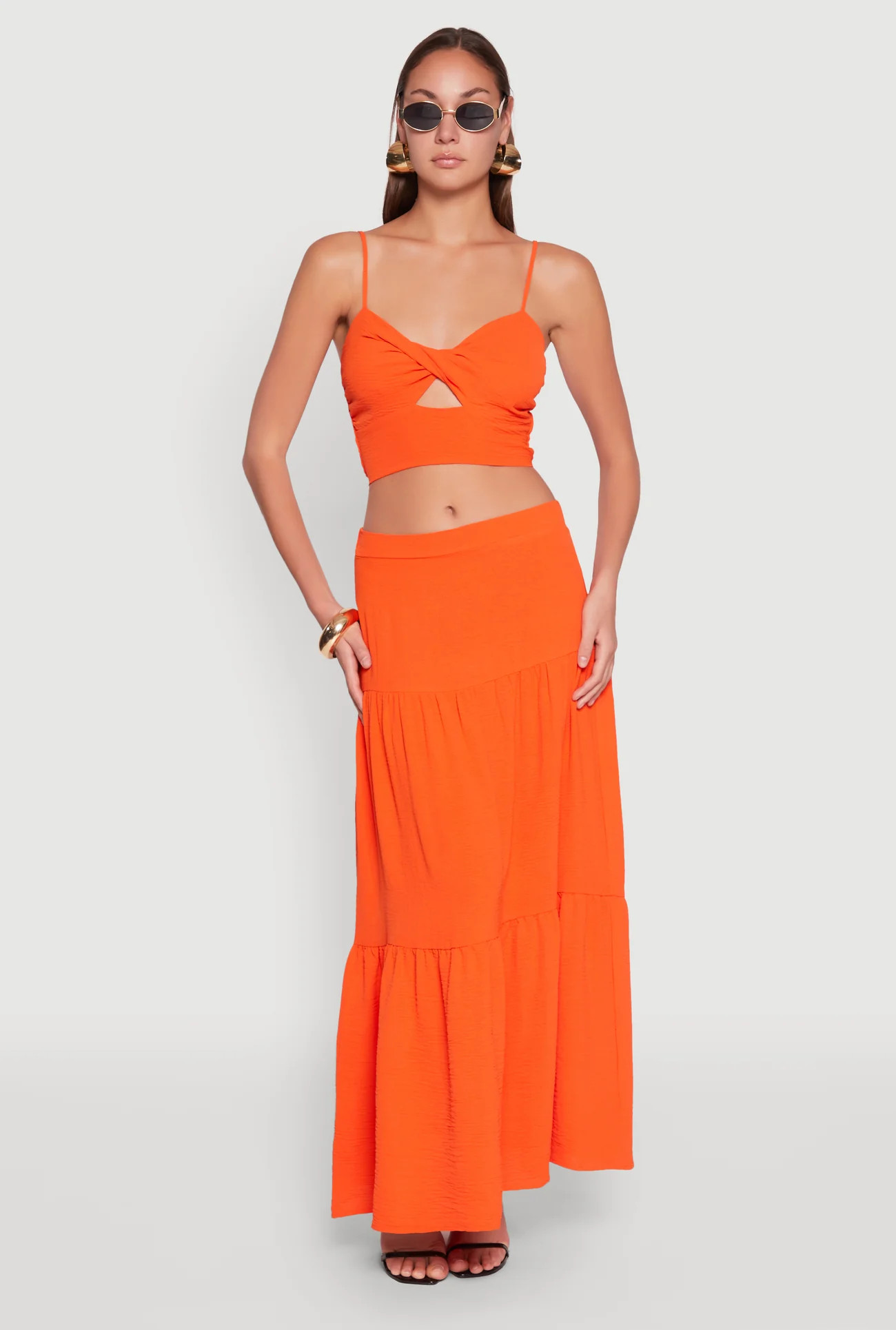 Airy Tiered Maxi Skirt | Rainbow Shops