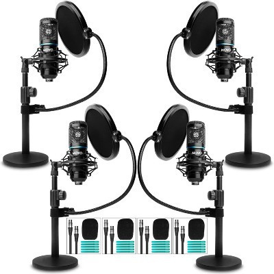 Movo 4-Pack Universal Cardioid Podcasting Microphone Bundle with Tabletop Mic Stand and Pop Filter, for XLR Outputs | Target