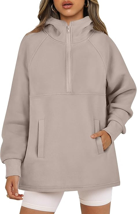 ANRABESS Womens Half Zip Hoodies Oversized Fleece Sweatshirts Long Sleeve Pullover Sweaters Pocke... | Amazon (US)
