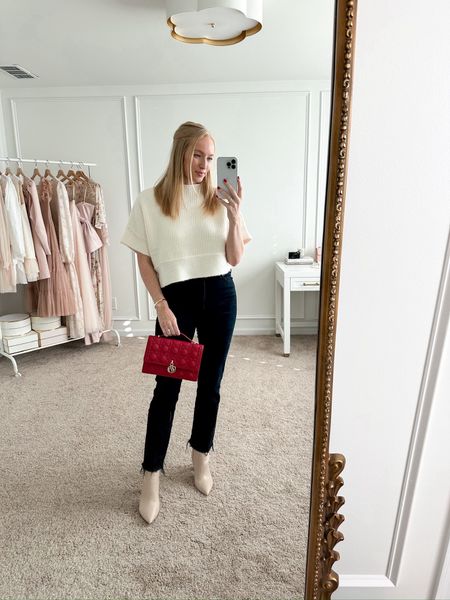 Love this moc neck sweater from Revolve dressed up with dark denim and booties! Date night // girls night out // dressy outfit // Revolve finds // Nordstrom finds 

#LTKSpringSale #LTKSeasonal #LTKparties