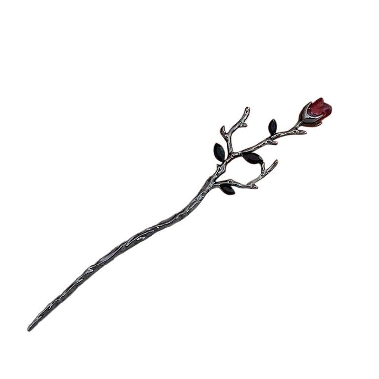 rygai Delicate Elegant Smooth Surface Hair Stick Women Chinese Style Black Red Rose Flower Hair C... | Walmart (US)