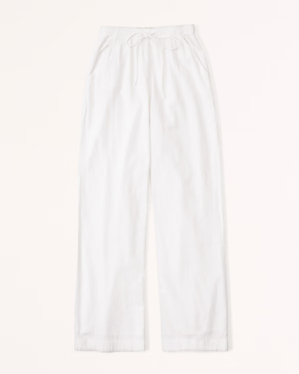Linen-Blend Pull-On Wide Leg Pant | Abercrombie & Fitch (US)