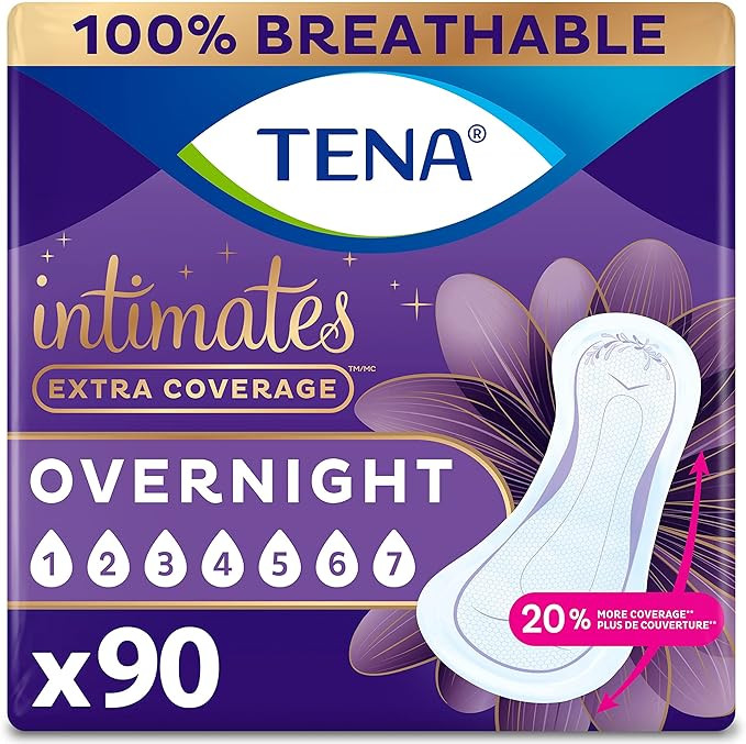 TENA Incontinence Pads, Bladder Control & Postpartum for Women, Overnight Absorbency, Extra Cover... | Amazon (US)
