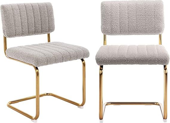ONEVOG Mid Century Modern Dining Chairs, Boucle Dining Chair with Gold Metal Base, Upholstered Di... | Amazon (US)