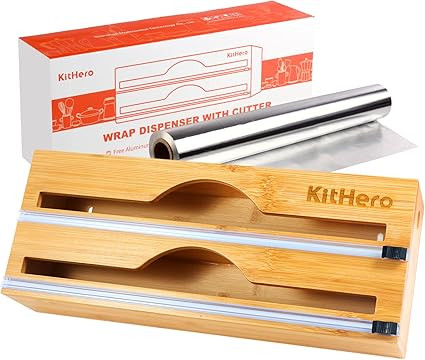 2 in 1 Foil and Plastic Wrap Organizer，with one Roll of Aluminum Foil，Hangable Bamboo Roll Or... | Amazon (US)