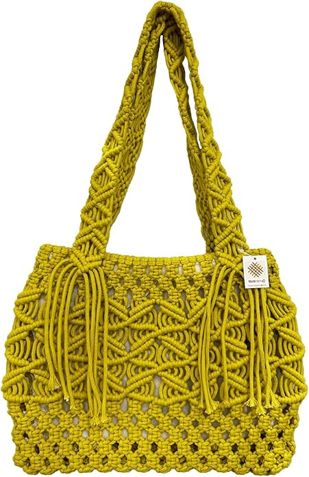 Macrame handbag for women Summer Handbag woven shoulder bag Tote Bag 11.81 x 11.02 handle 12.6" (... | Amazon (US)