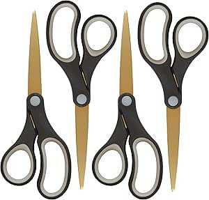 Westcott 55848 8-Inch Titanium Scissors For Office and Home, Black/Gold, 4 Pack | Amazon (US)