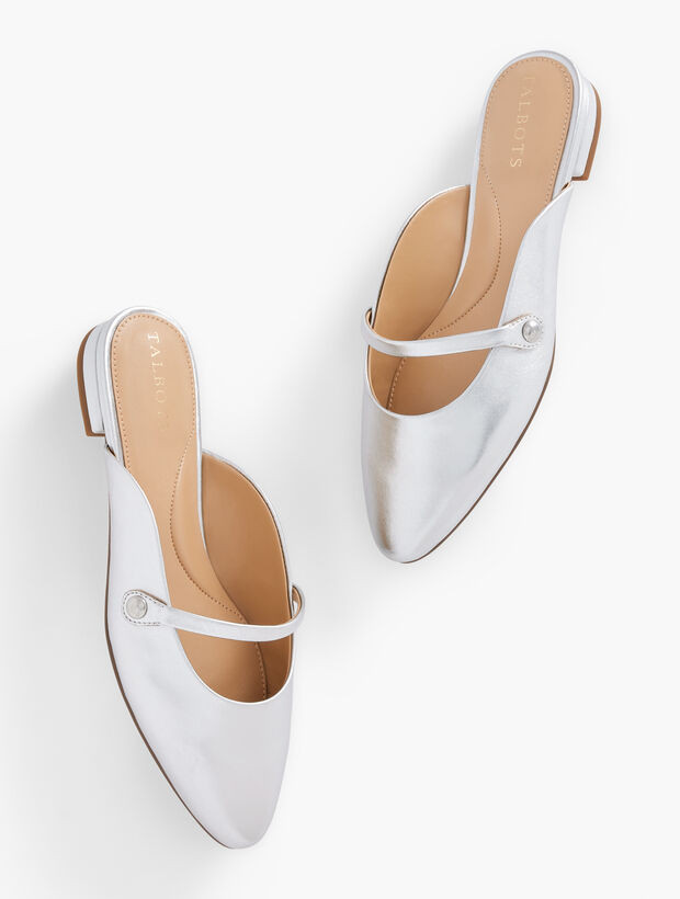Edison Strap Mules - Metallic Leather | Talbots