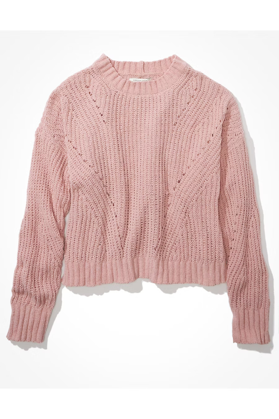 AE Chenille Crew Neck Sweater Women's Blush XS | American Eagle Outfitters (US & CA)