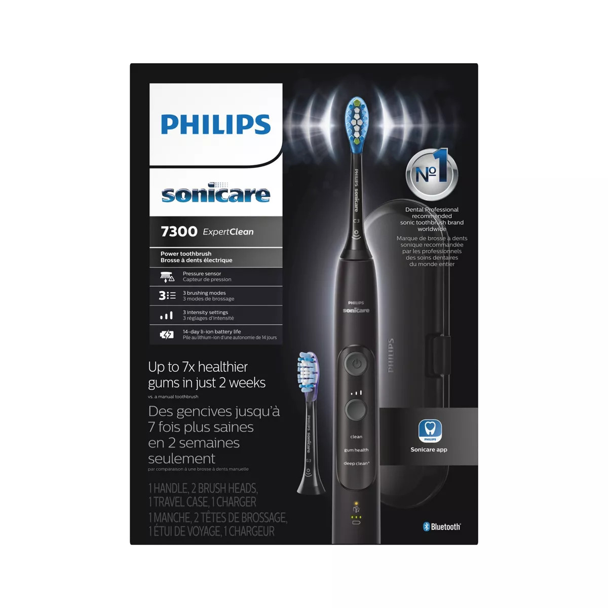 Philips Sonicare ExpertClean 7300 Rechargeable Electric Toothbrush - HX9610/17 - Black | Target