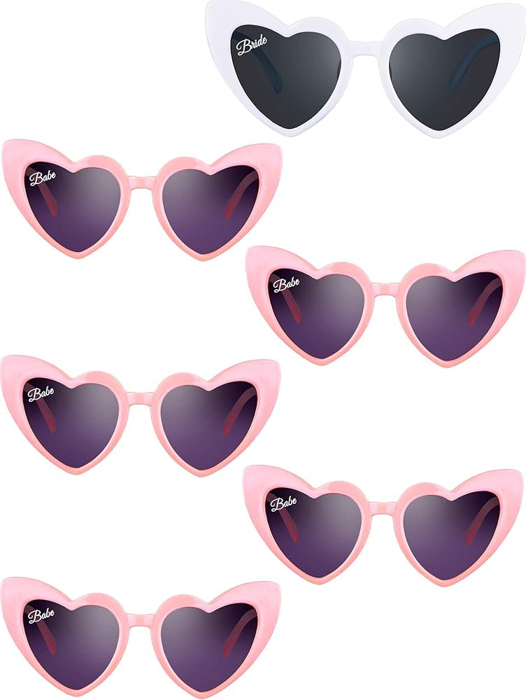 6 Pieces Heart Bachelorette Sunglasses Bride Bridesmaid Sunglasses For Wedding Favor Bridesmaid G... | Amazon (US)