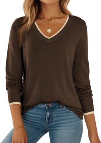 Dokotoo Women's Wool Blend Crew Neck Casual Fall Sweaters Knit Tops | Amazon (US)