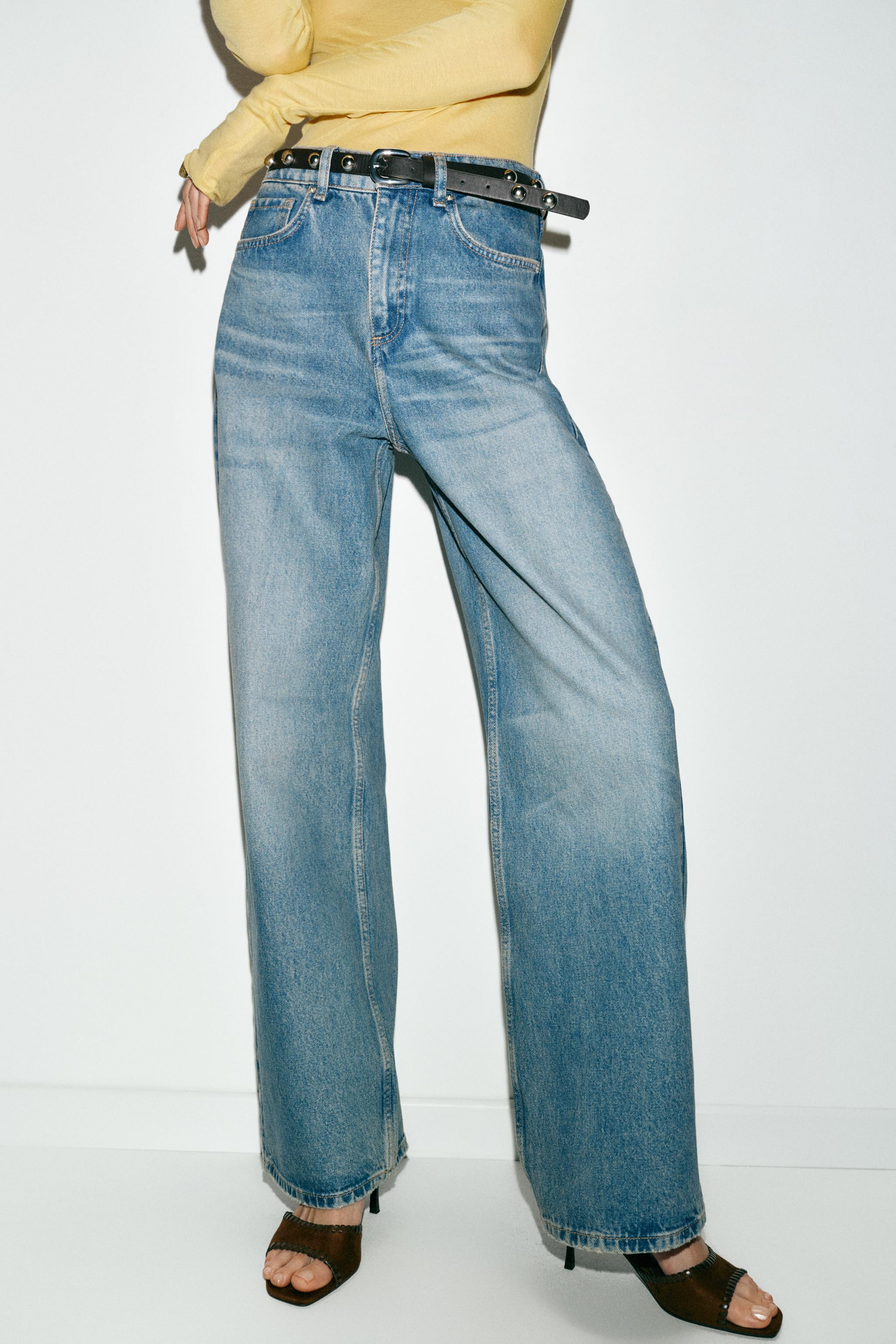 Z1975 HIGH WAISTED STRAIGHT TAPERED JEANS WITH BELT | Zara US