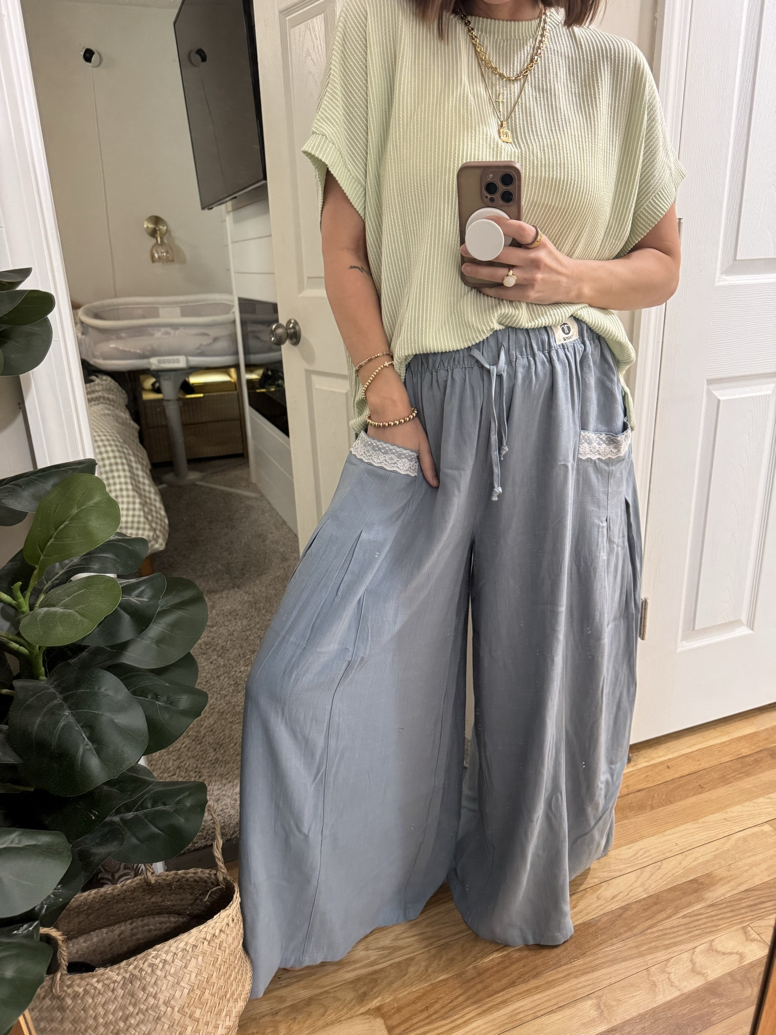 Obsessed with these pants! Wearing a large and the details are so adorable. A comfy postpartum fit. 

#LTKootd #LTKgrwm #LTKmomlife