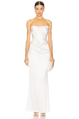 Nookie Emelie Strapless Gown in White from Revolve.com | Revolve Clothing (Global)