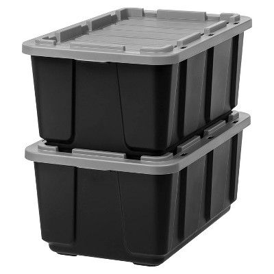 IRIS USA 27 Gallon Tough Utility Storage Tote with Secure Deep Lid for Organizing Closets, Baseme... | Target