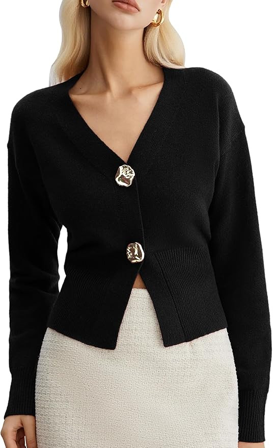 Sweaters for Women Long Sleeve V Neck Lightweight Knitted Outerwear Pullover Sweaters Trendy Tops | Amazon (US)