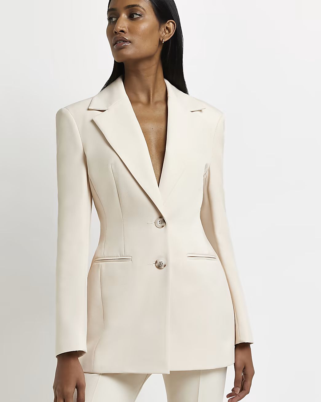Cream tailored blazer | River Island (UK & IE)